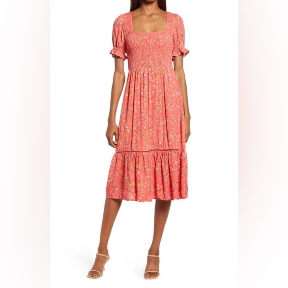 LOST + WANDER Sweet Daze Floral Puff Sleeve Dress, Size M